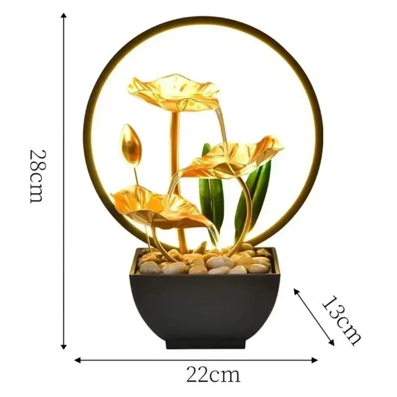 Home Desk 3-tier Fountain Water with Circulating LED Ring Lights - Homevalley.co.uk