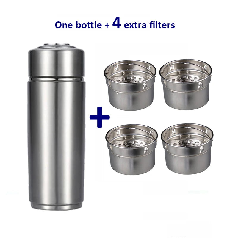 Hydrogen Water Bottle Alkaline Ionizer Portable Energy Stainless Flask pH 8-10 Water Filter Bottle - Homevalley.co.uk