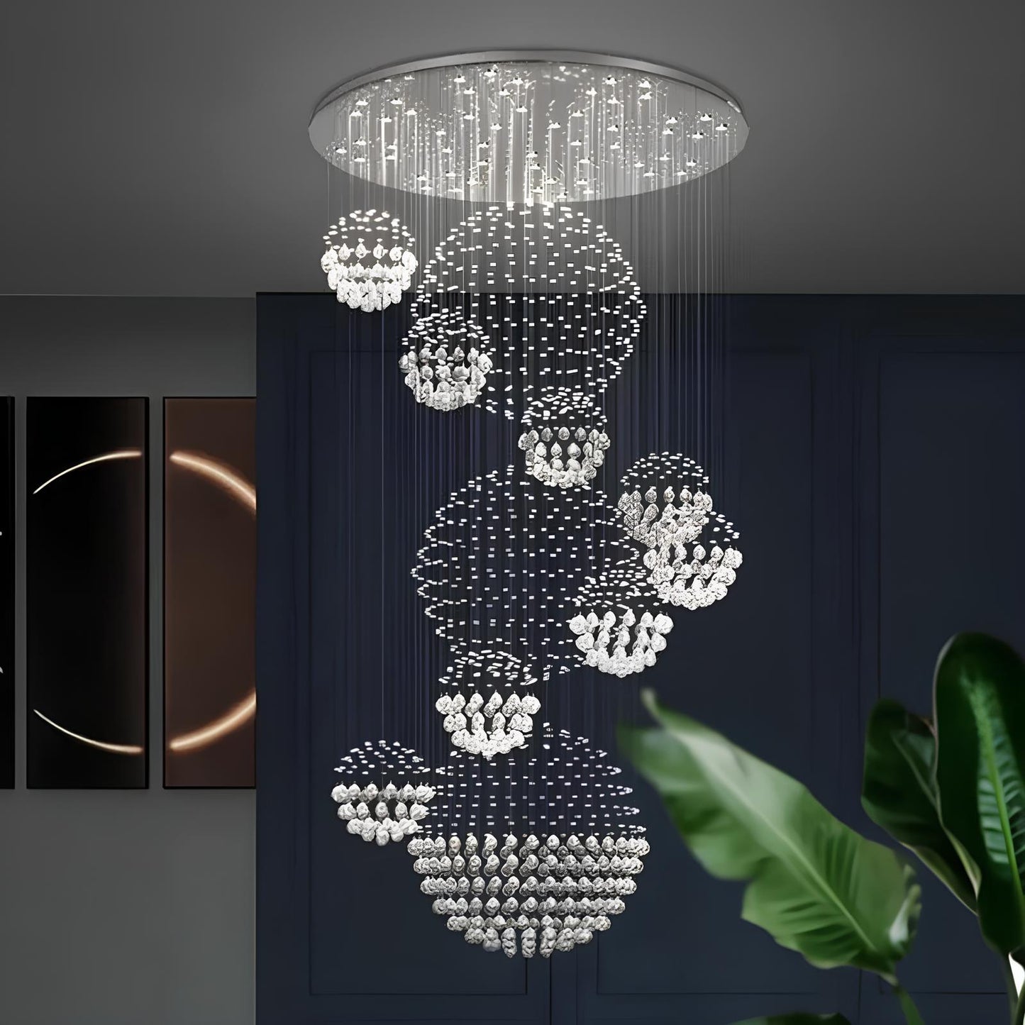 Large Crystal Balls Staircase Chandelier - Homevalley.co.uk