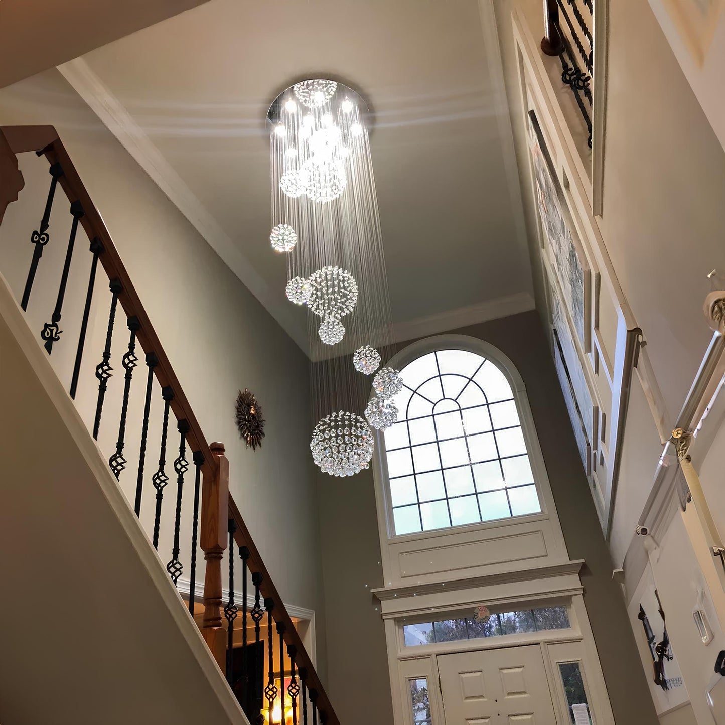 Large Crystal Balls Staircase Chandelier - Homevalley.co.uk