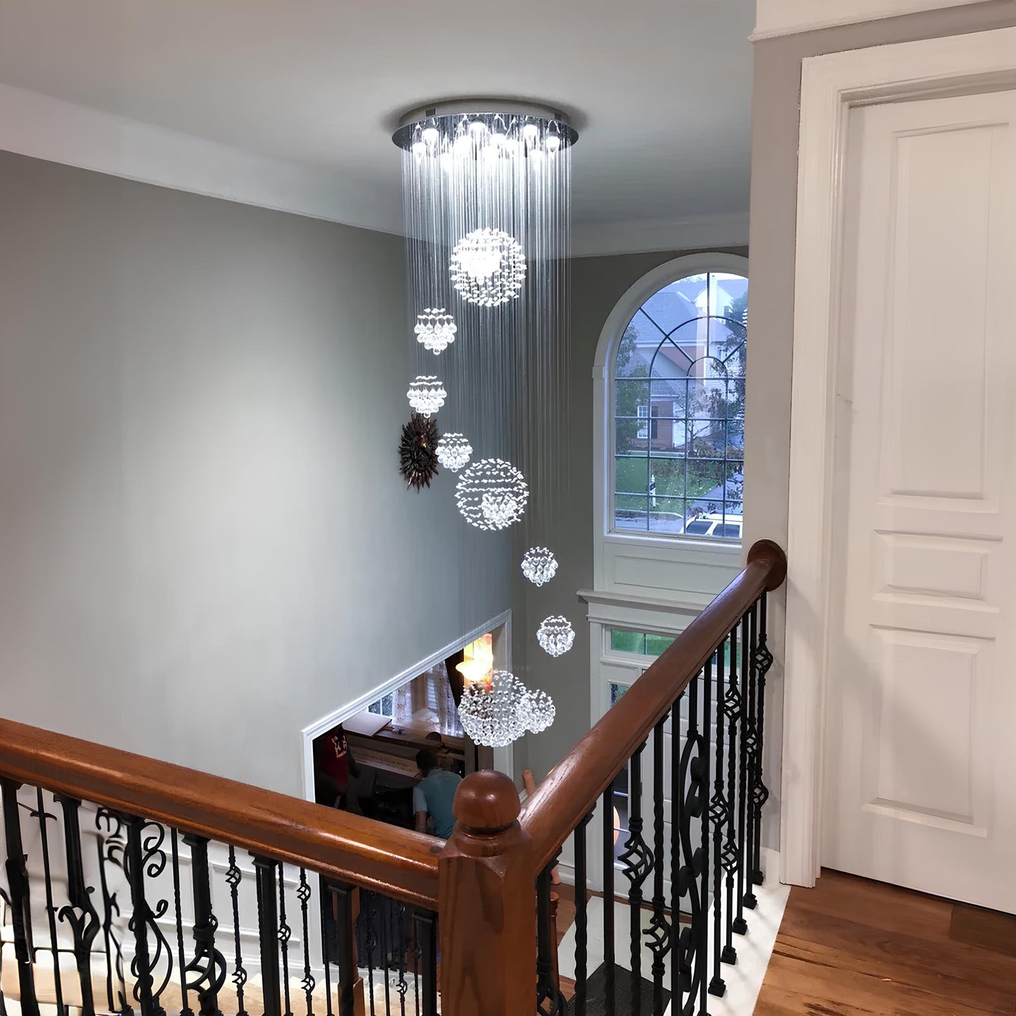 Large Crystal Balls Staircase Chandelier - Homevalley.co.uk