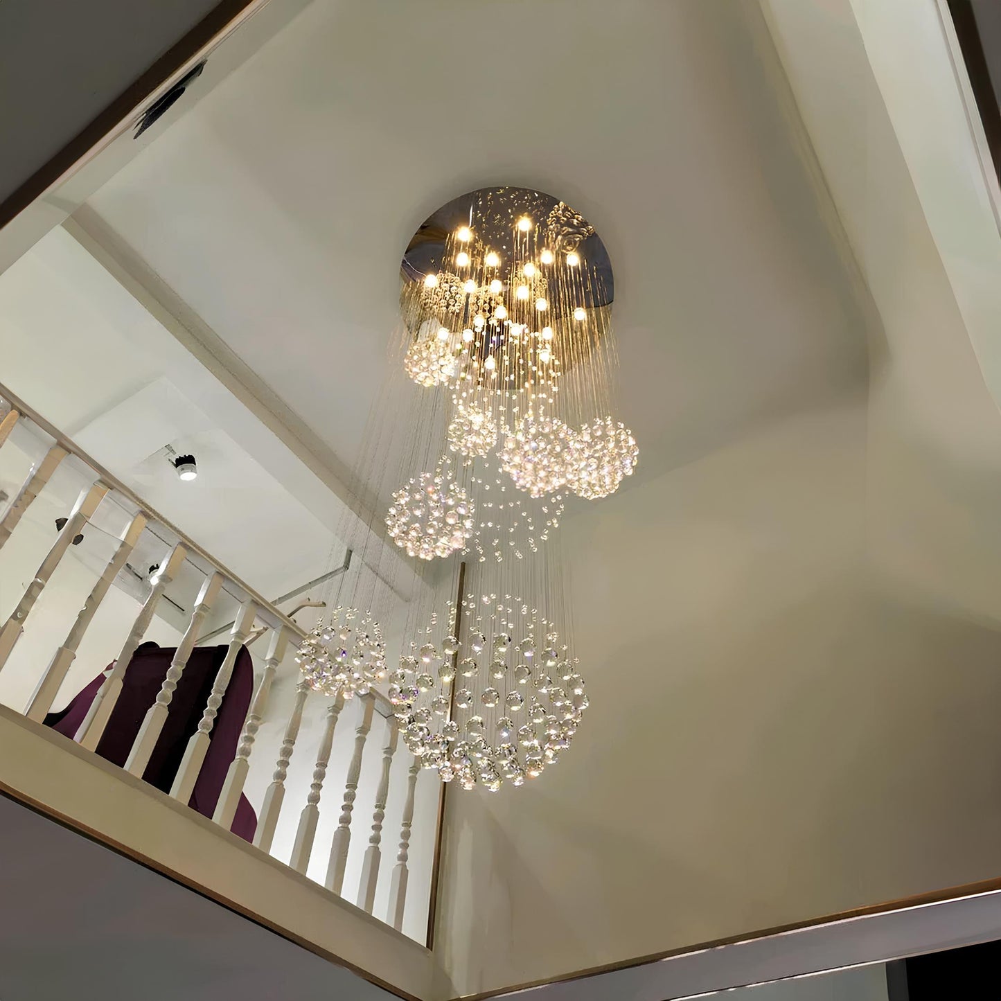 Large Crystal Balls Staircase Chandelier - Homevalley.co.uk