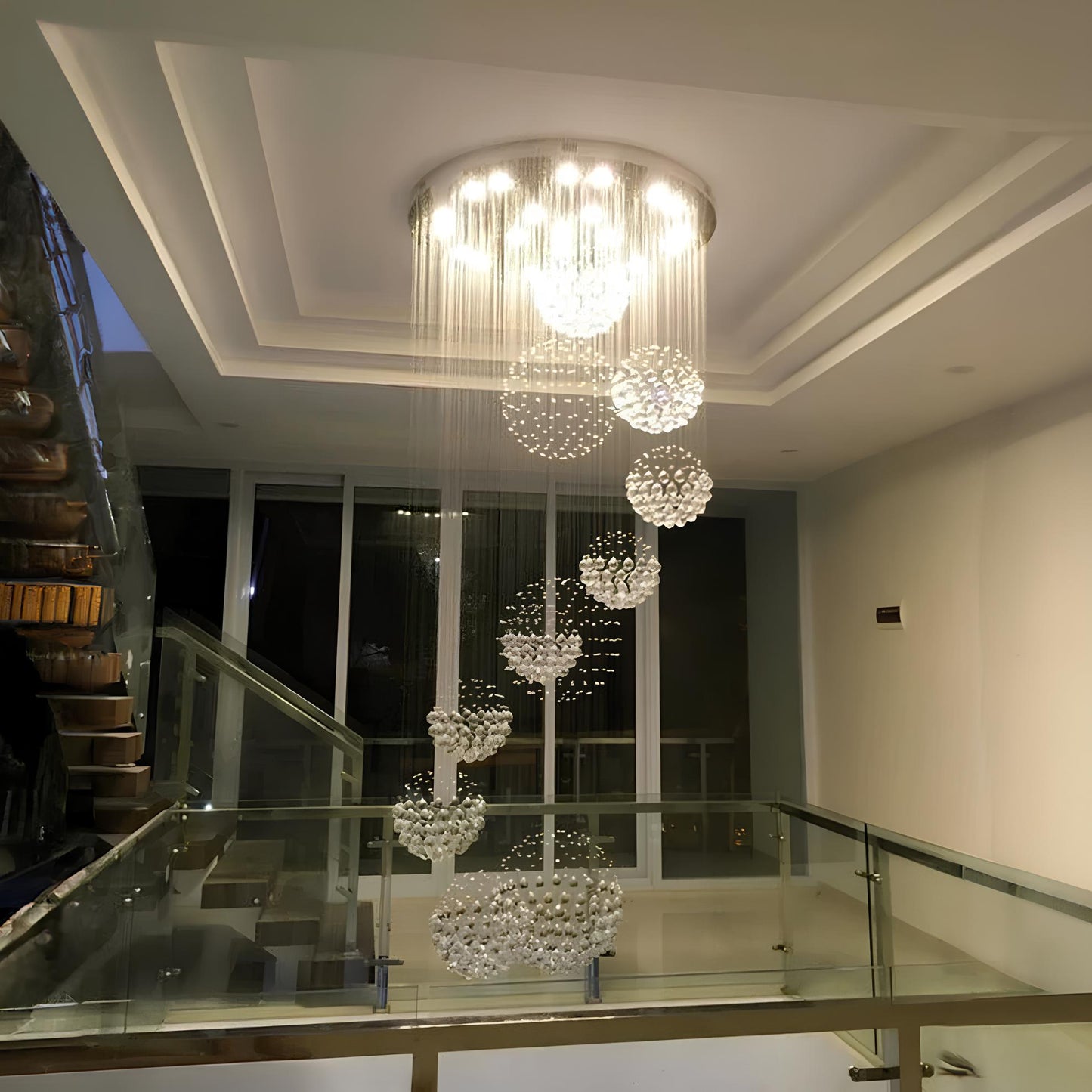 Large Crystal Balls Staircase Chandelier - Homevalley.co.uk