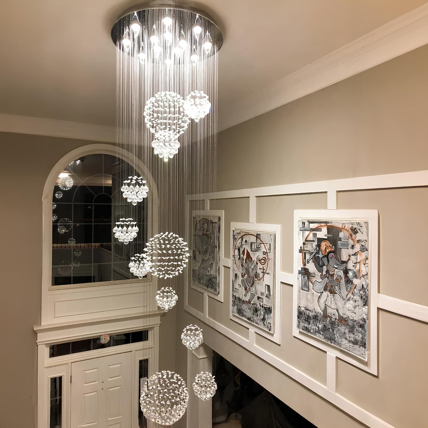 Large Crystal Balls Staircase Chandelier - Homevalley.co.uk