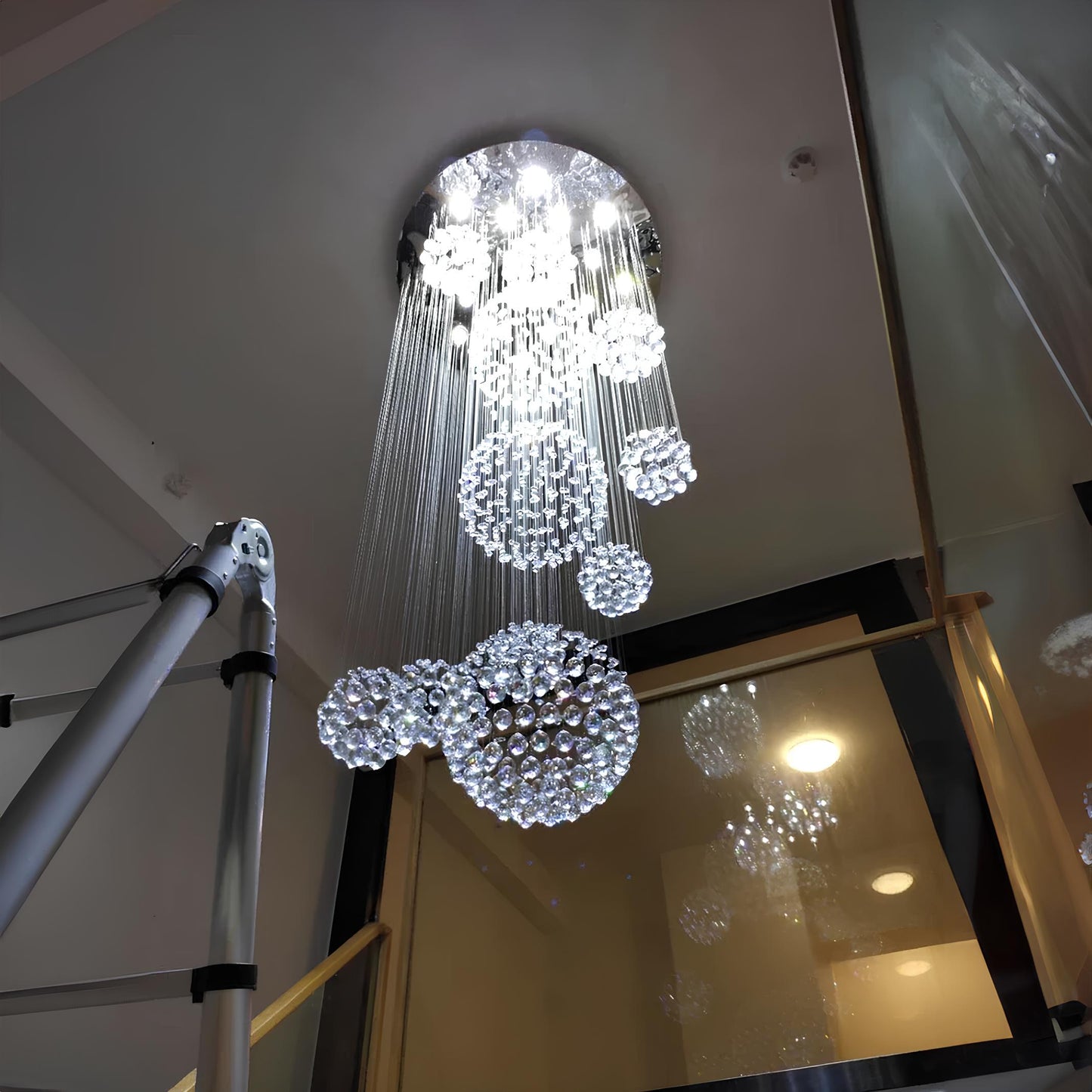 Large Crystal Balls Staircase Chandelier - Homevalley.co.uk