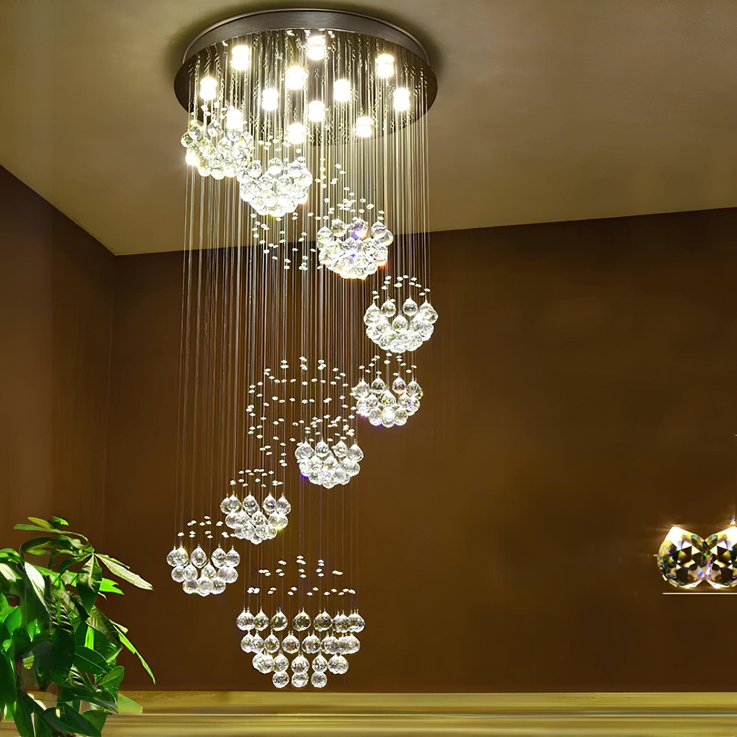 Large Crystal Balls Staircase Chandelier - Homevalley.co.uk