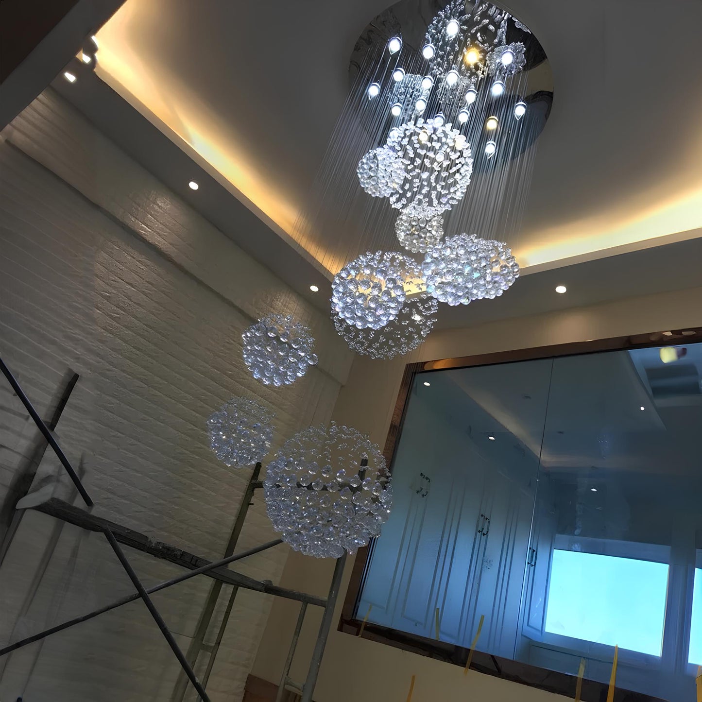 Large Crystal Balls Staircase Chandelier - Homevalley.co.uk