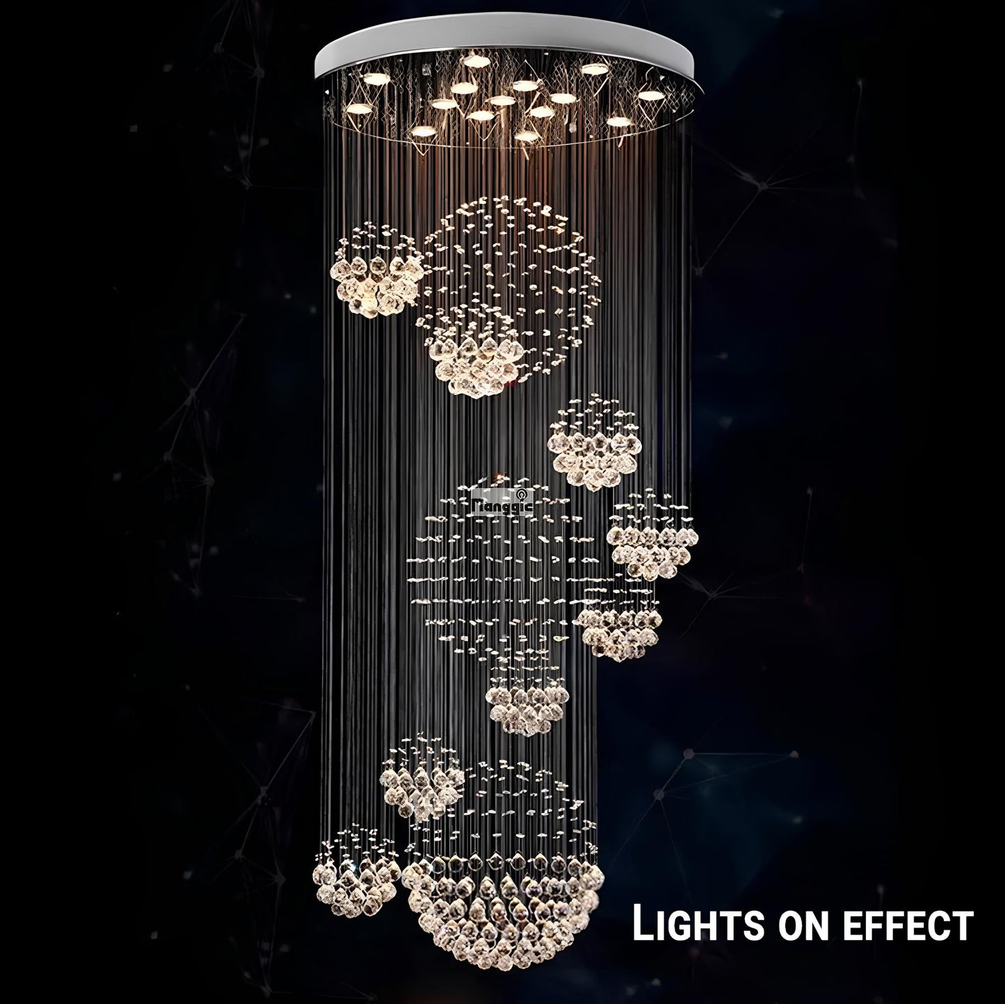 Large Crystal Balls Staircase Chandelier - Homevalley.co.uk