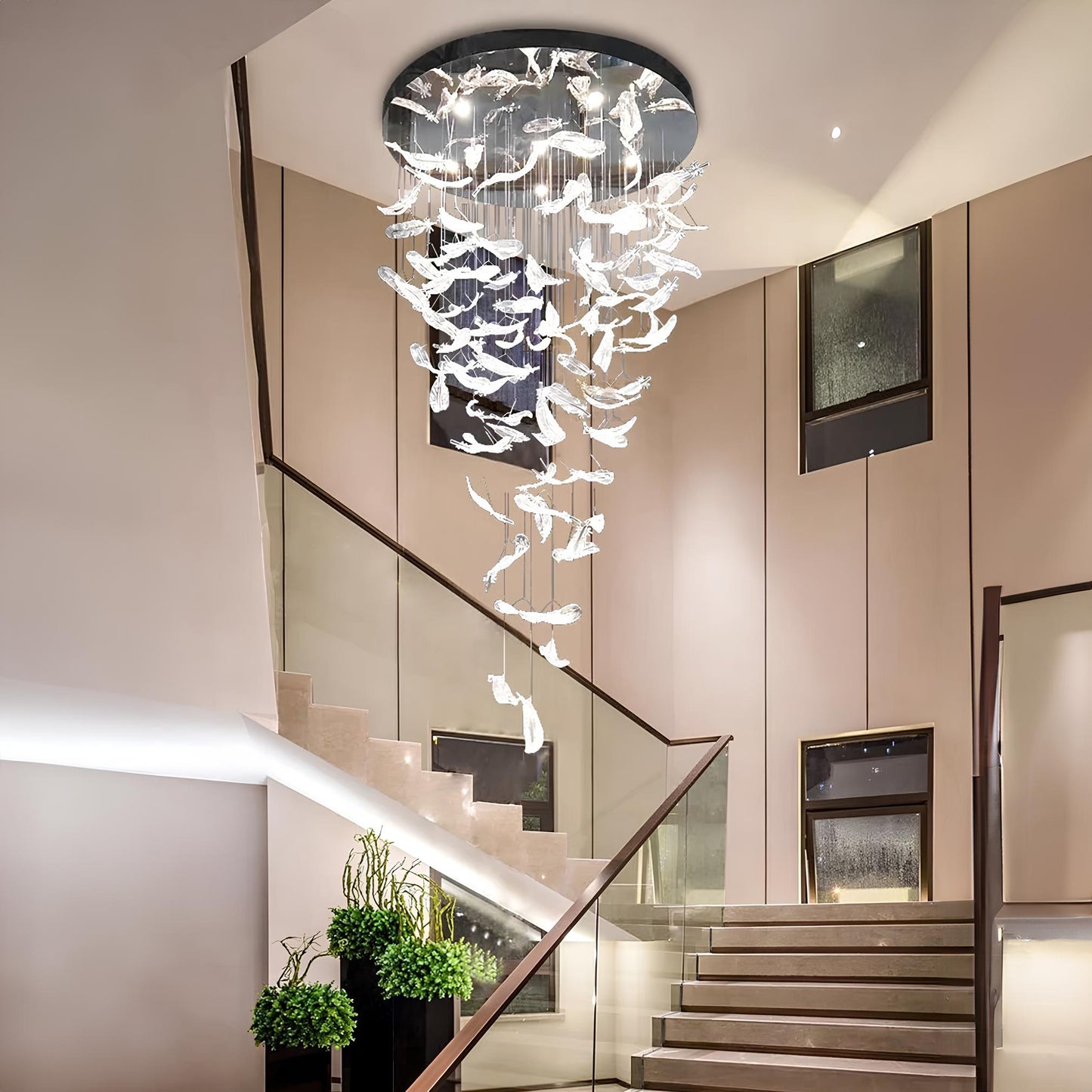 LED Crystal Feather Staircase Chandelier - Homevalley.co.uk