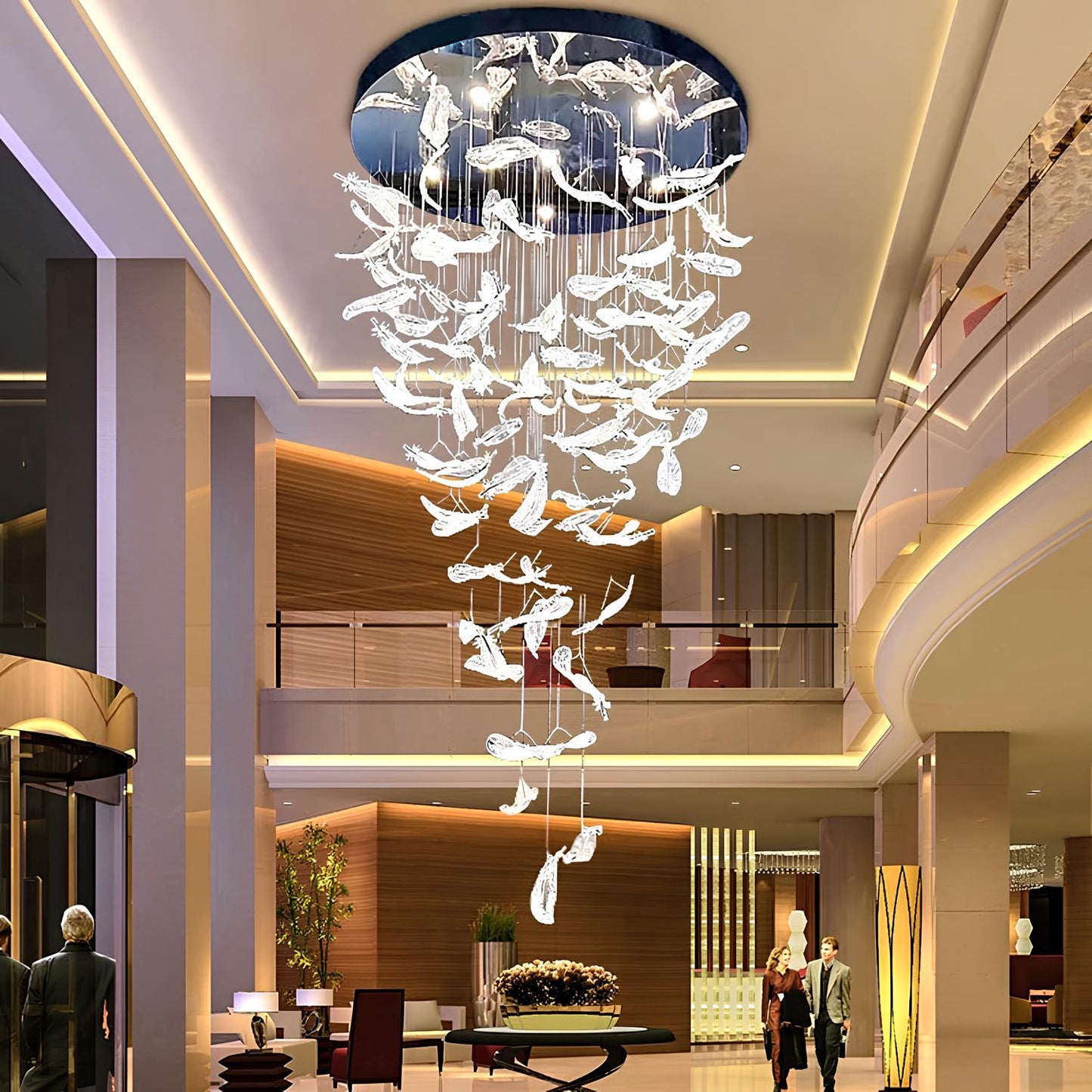 LED Crystal Feather Staircase Chandelier - Homevalley.co.uk
