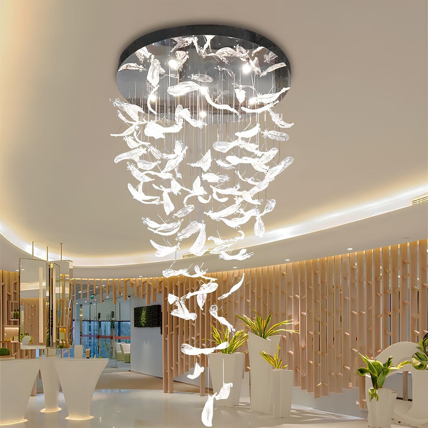 LED Crystal Feather Staircase Chandelier - Homevalley.co.uk