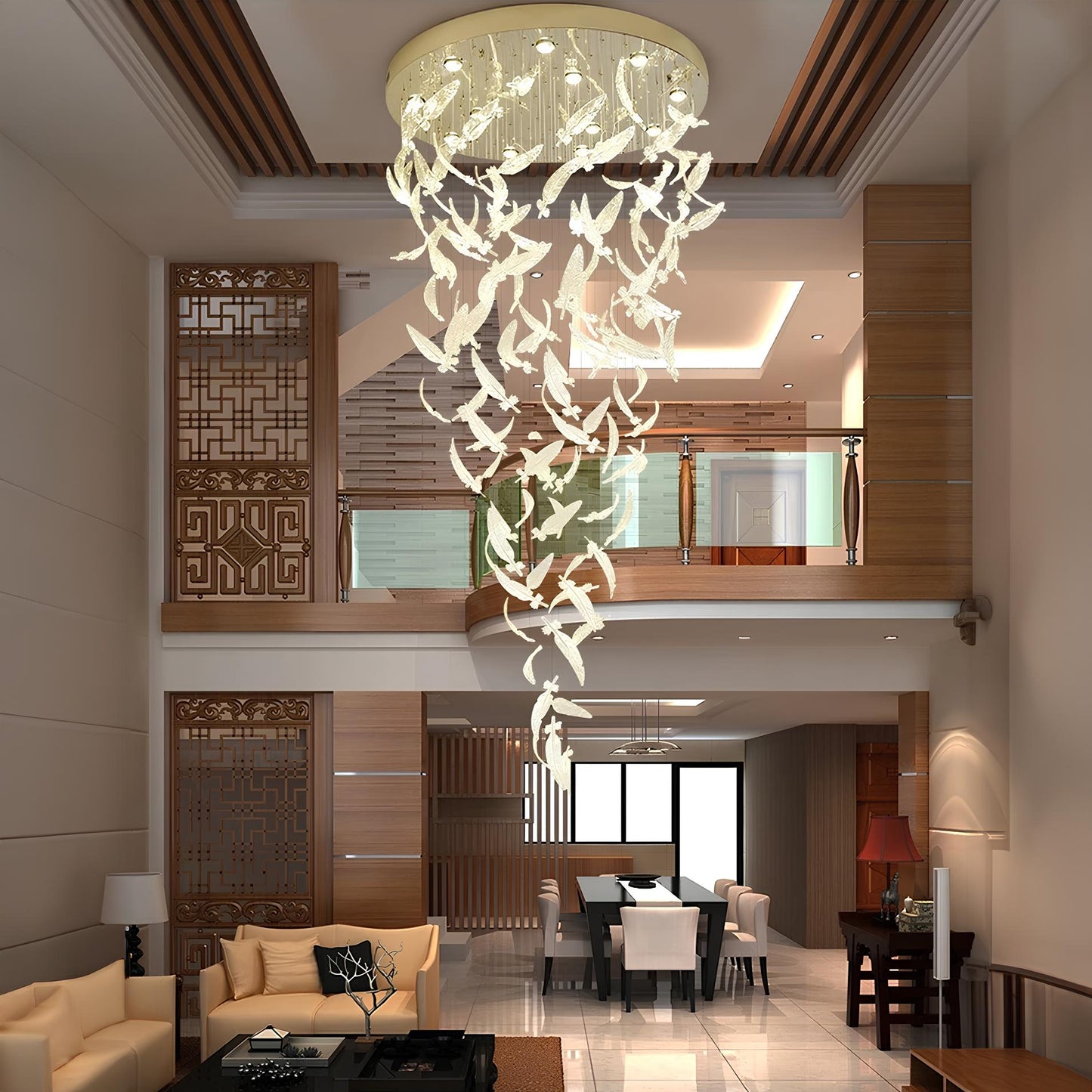 LED Crystal Feather Staircase Chandelier - Homevalley.co.uk