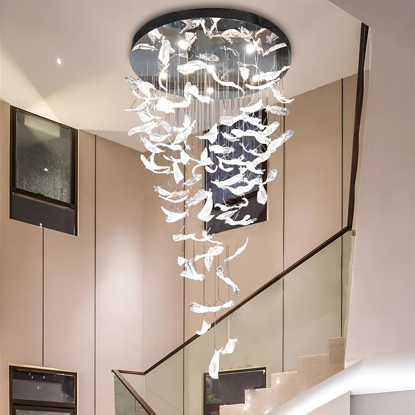 LED Crystal Feather Staircase Chandelier - Homevalley.co.uk