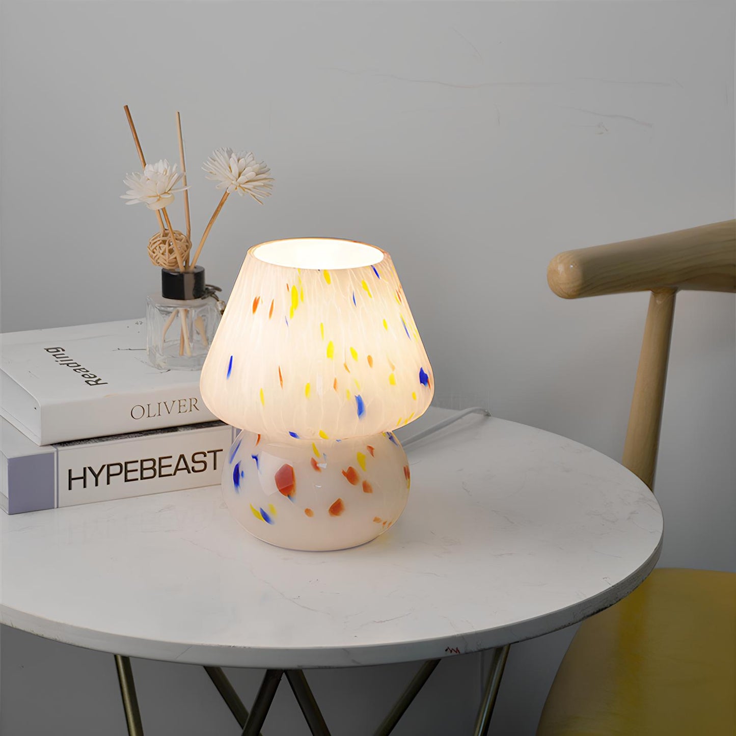LED Hand Crafted Glass Mushroom Table Lamp - Homevalley.co.uk