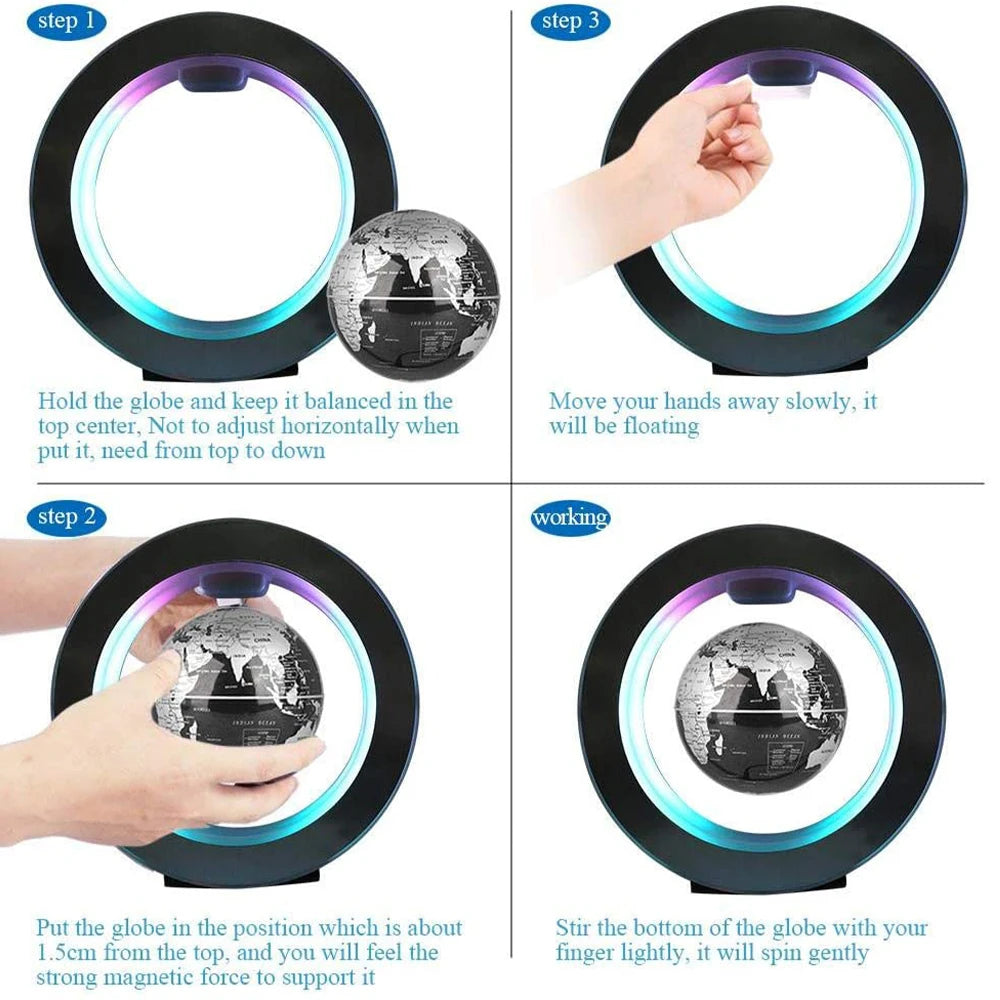 LED Levitating Floating Rotating Levitating Magnetic Globe 17.5x17.5x4.5cm - Homevalley.co.uk