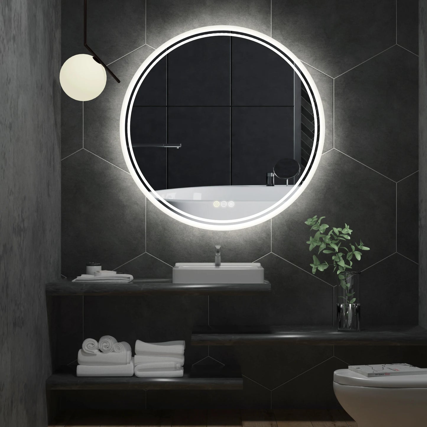 LED Round Anti - Fog Dimmable Bathroom Wall Mirror - Homevalley.co.uk