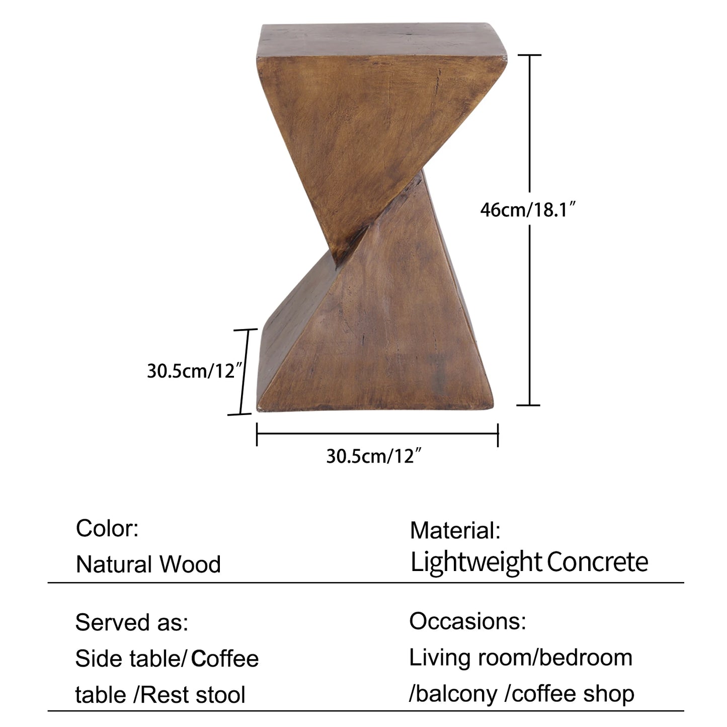 Lightweight Concrete Accent Bedside End Side Table - Homevalley.co.uk