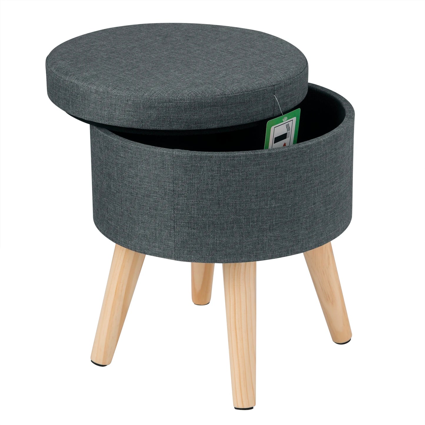 Linen velvet storage ottoman pouffe footstool with removable cover - Homevalley.co.uk