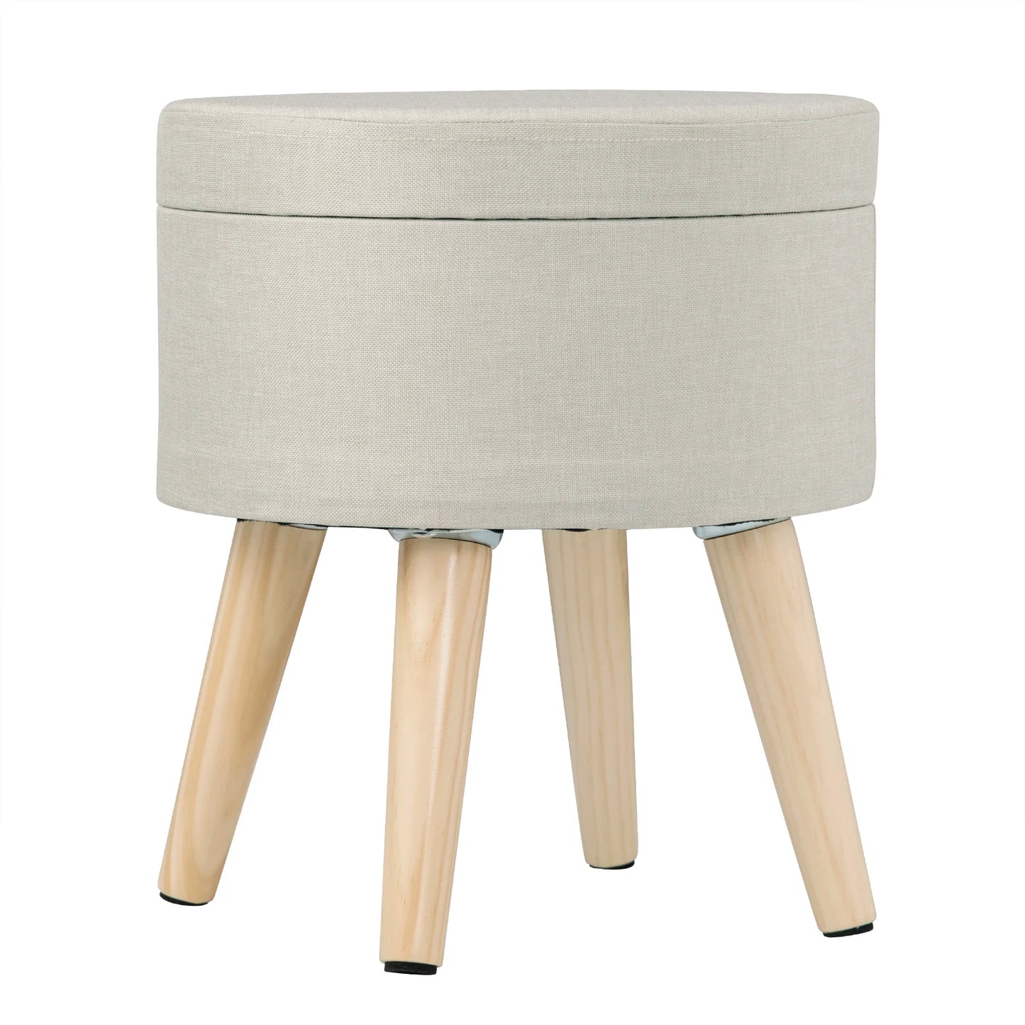 Linen velvet storage ottoman pouffe footstool with removable cover - Homevalley.co.uk