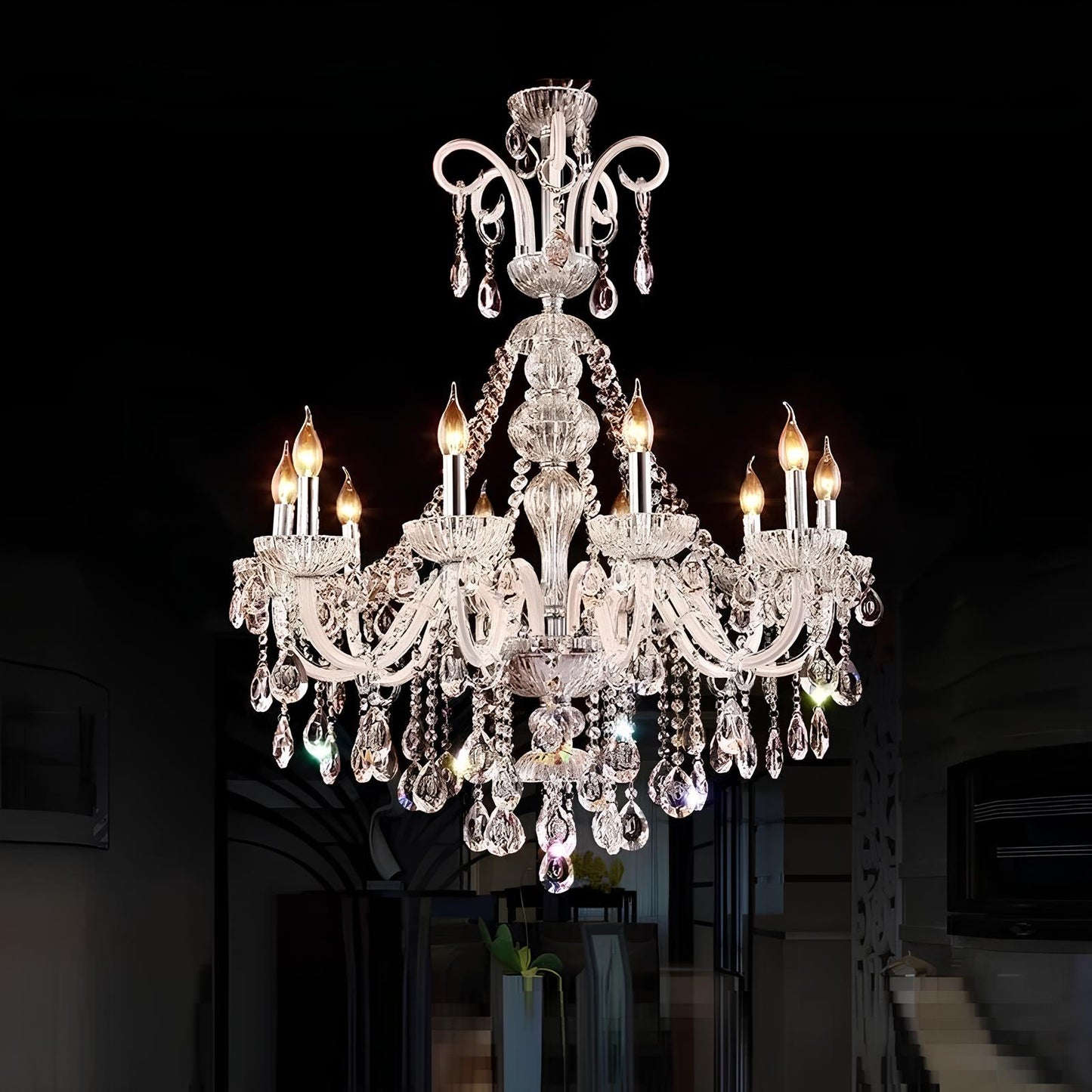 Long Crystal Chandelier - Homevalley.co.uk
