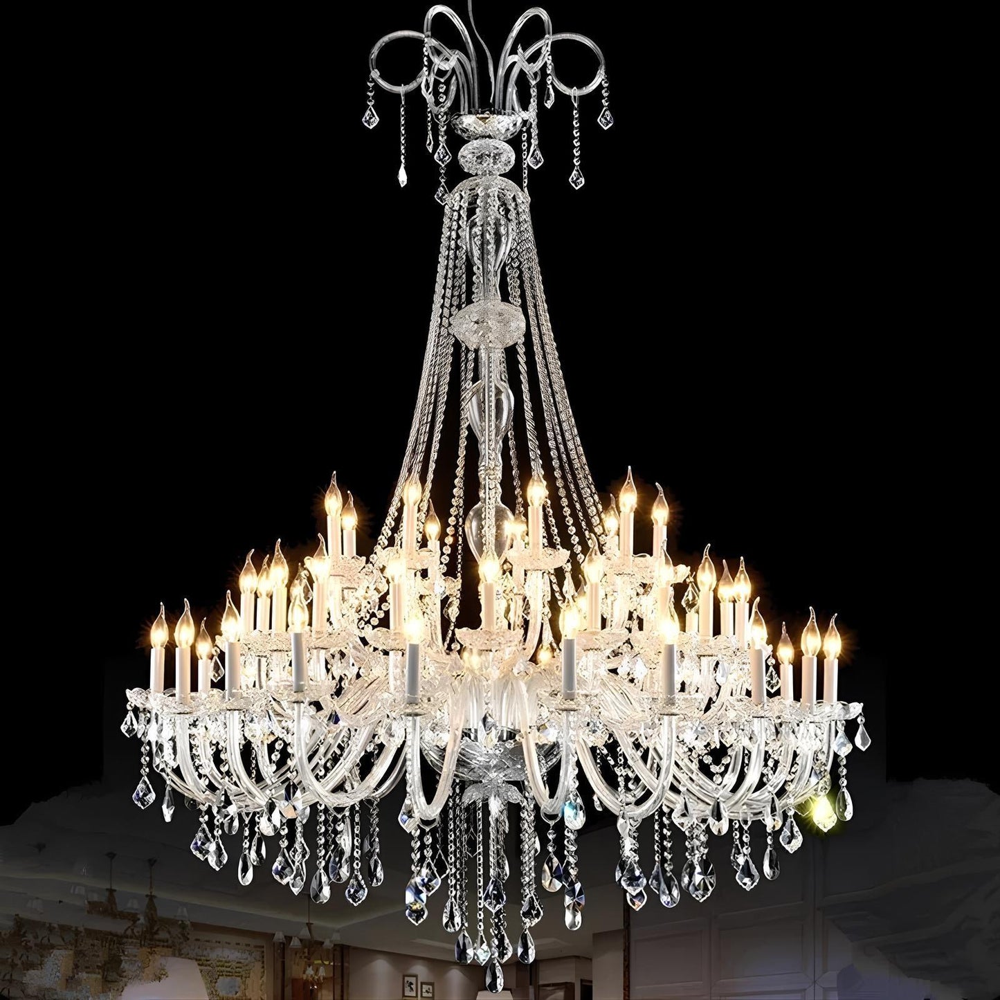 Long Crystal Chandelier - Homevalley.co.uk