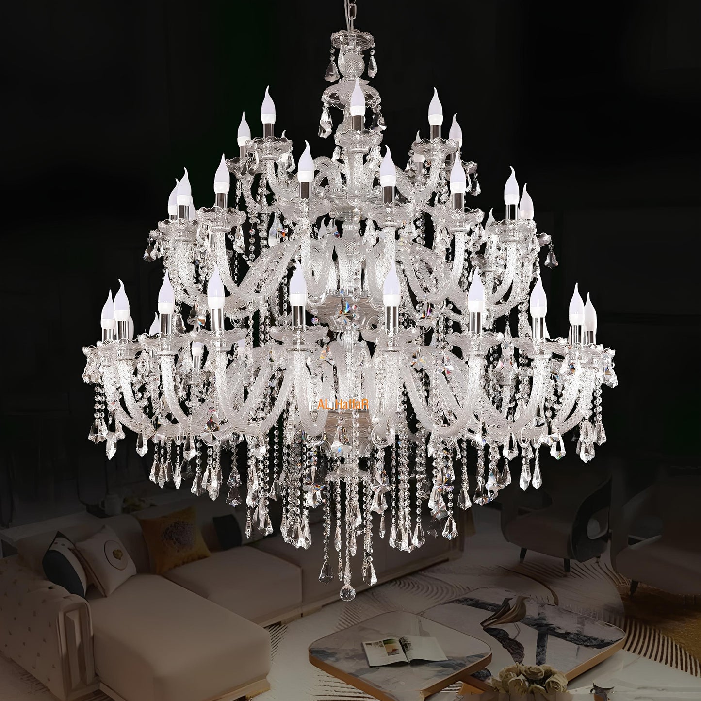 Long Crystal Chandelier - Homevalley.co.uk