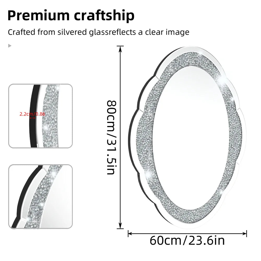 LUVODI Cloud-shape Crushed Diamonds Accent Decorative Wall Mirror - Homevalley.co.uk