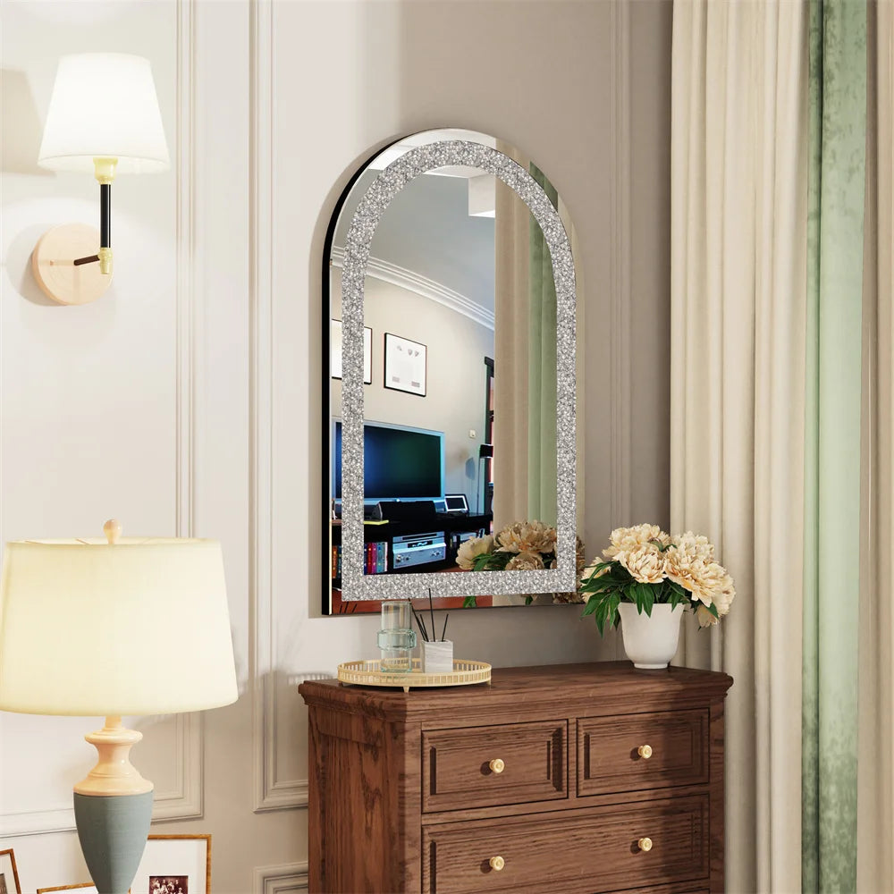 LUVODI Crushed Diamond Arch Wall Mirror - Homevalley.co.uk