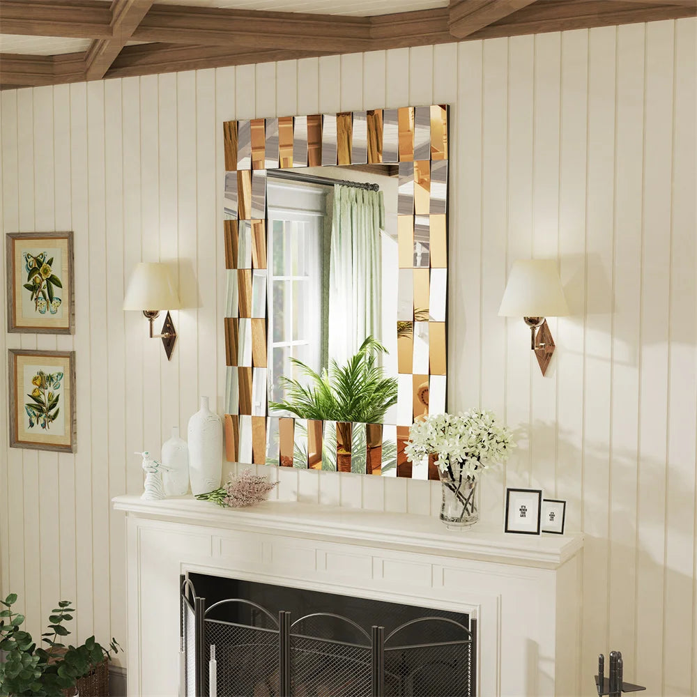 LUVODI Decorative 3D Beveled Edge Art Hanging Mirror - Homevalley.co.uk