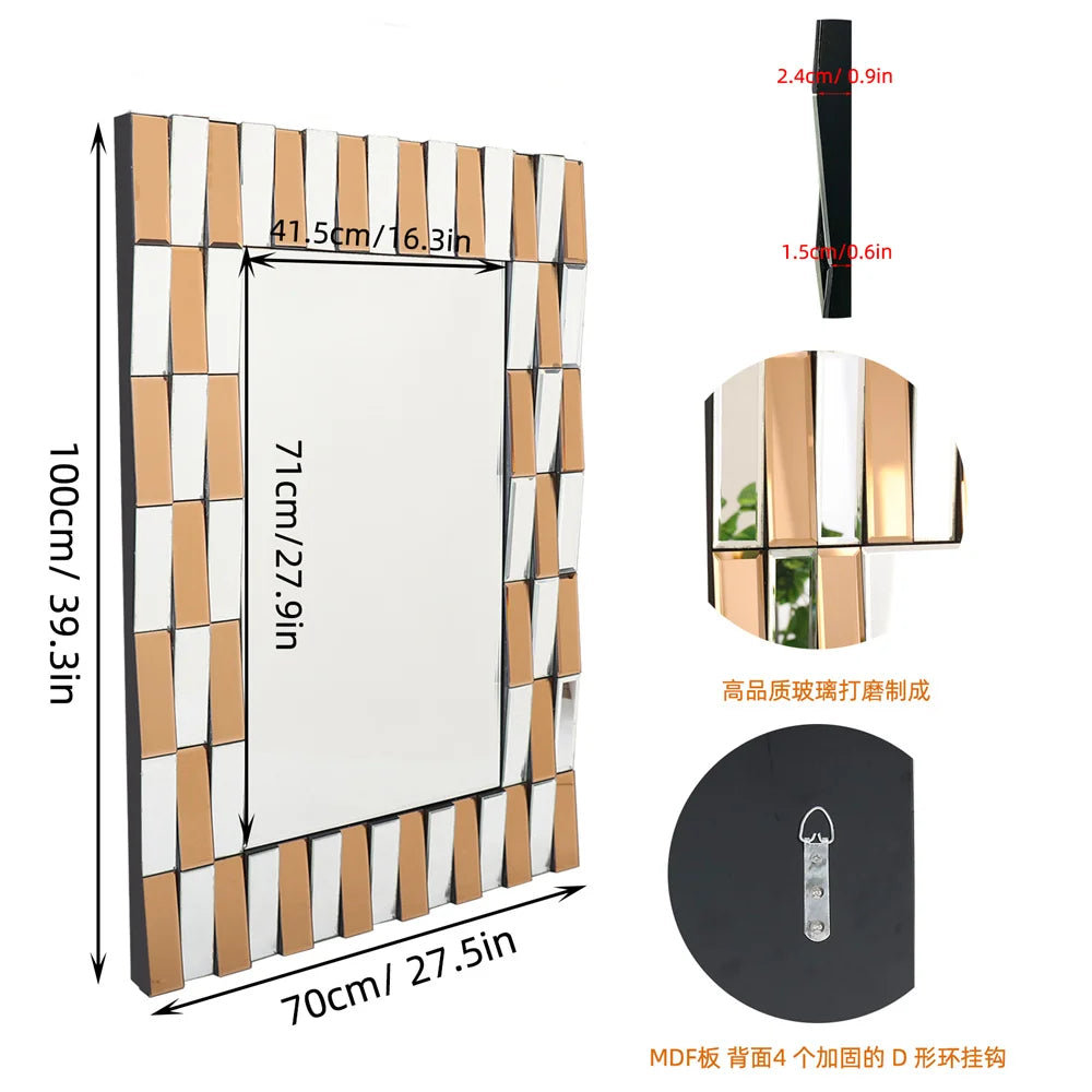 LUVODI Decorative 3D Beveled Edge Art Hanging Mirror - Homevalley.co.uk