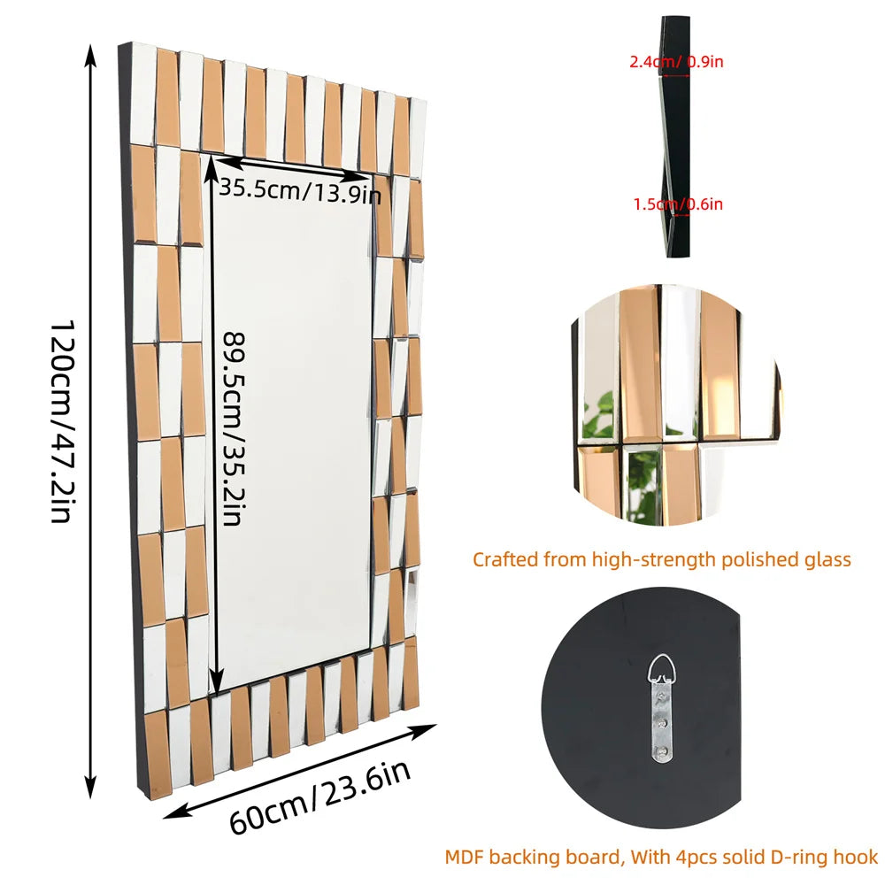 LUVODI Decorative 3D Beveled Edge Art Hanging Mirror - Homevalley.co.uk