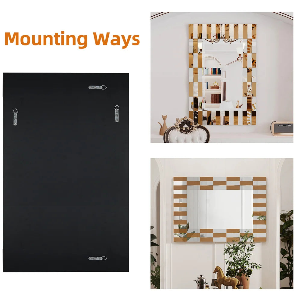 LUVODI Decorative 3D Beveled Edge Art Hanging Mirror - Homevalley.co.uk