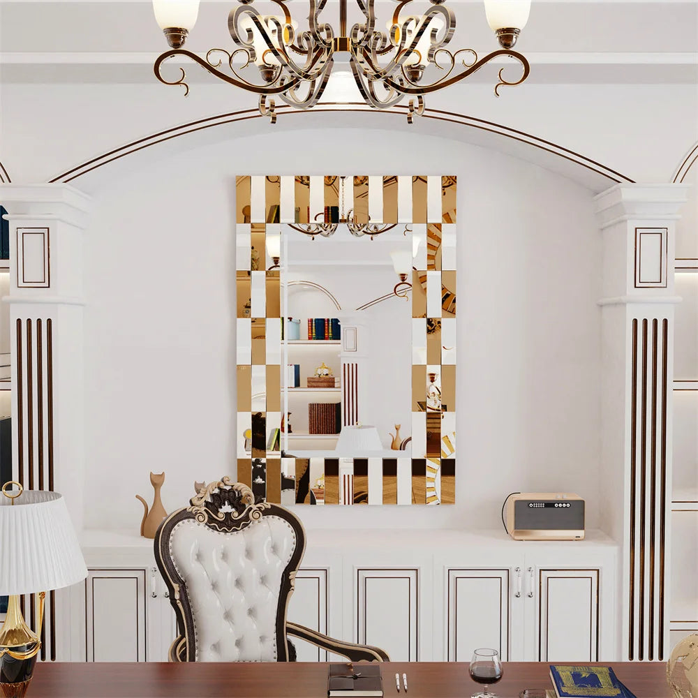 LUVODI Decorative 3D Beveled Edge Art Hanging Mirror - Homevalley.co.uk