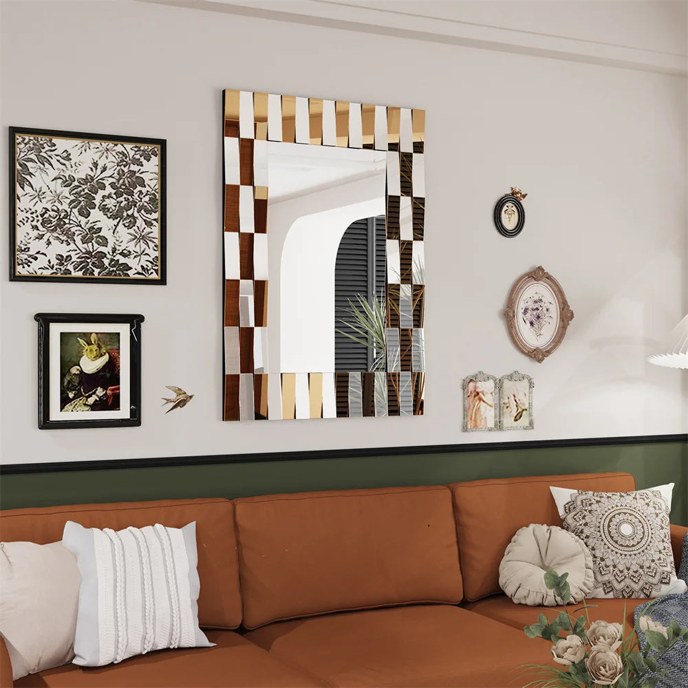 LUVODI Decorative 3D Beveled Edge Art Hanging Mirror - Homevalley.co.uk