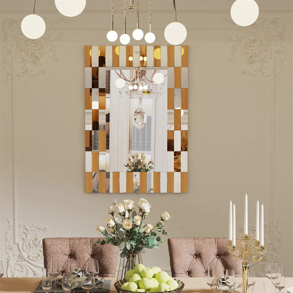 LUVODI Decorative 3D Beveled Edge Art Hanging Mirror - Homevalley.co.uk