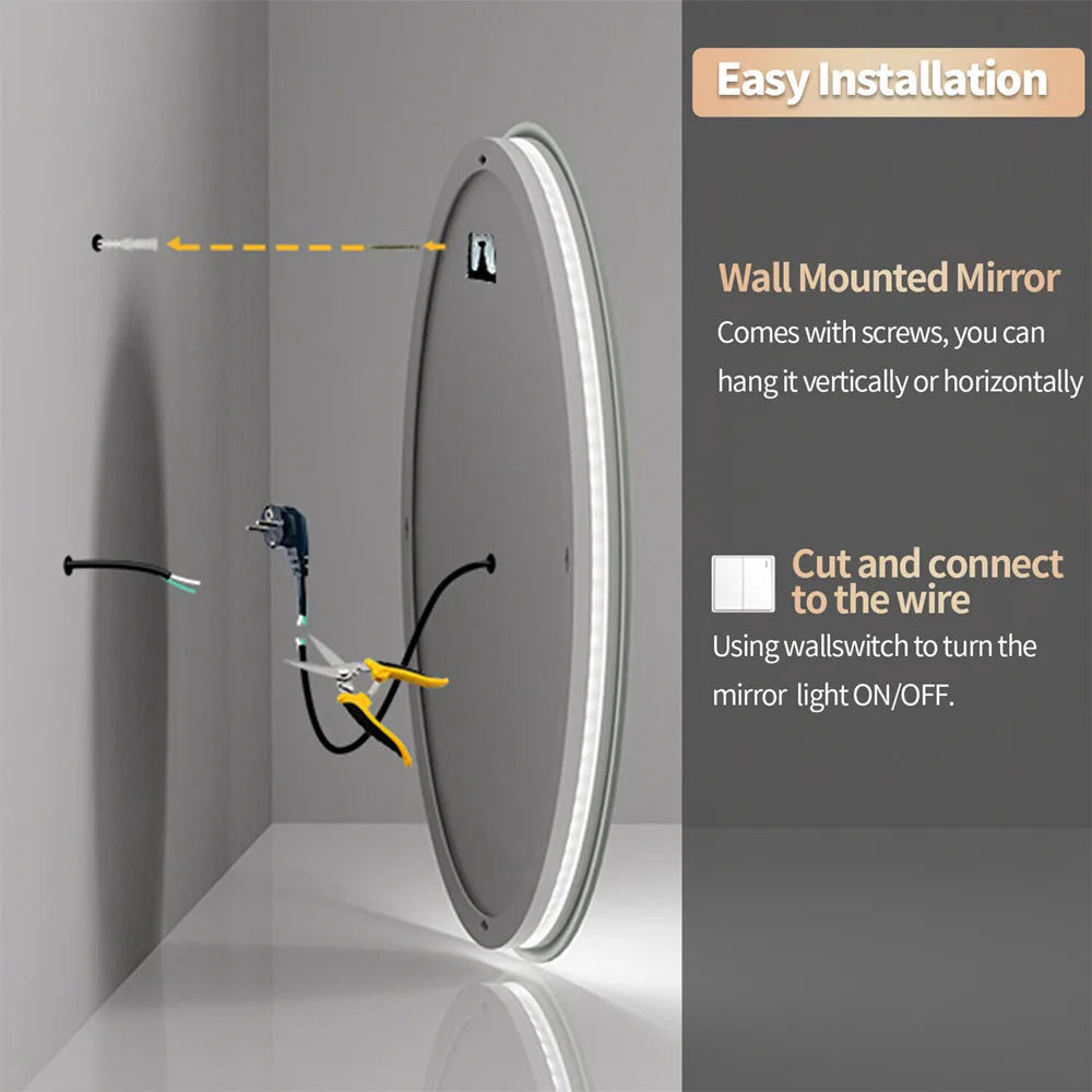 LUVODI Dual Illuminated LED Oval Dimmable Defog HD Mirror - Homevalley.co.uk