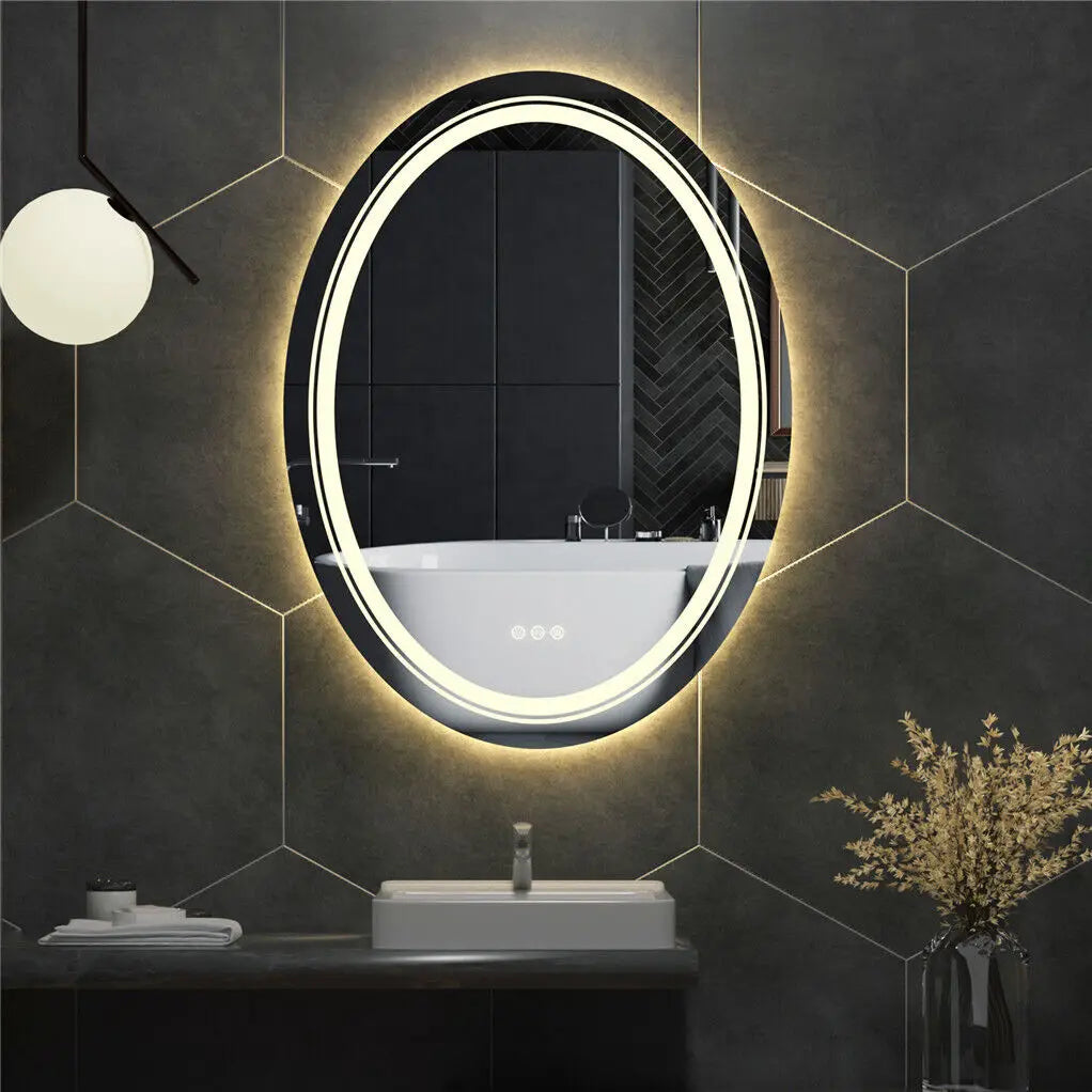 LUVODI Dual Illuminated LED Oval Dimmable Defog HD Mirror - Homevalley.co.uk
