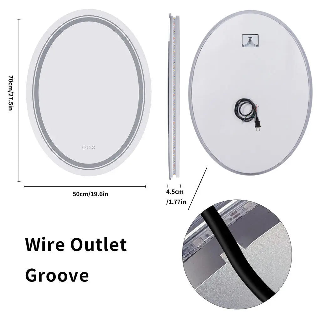 LUVODI Dual Illuminated LED Oval Dimmable Defog HD Mirror - Homevalley.co.uk