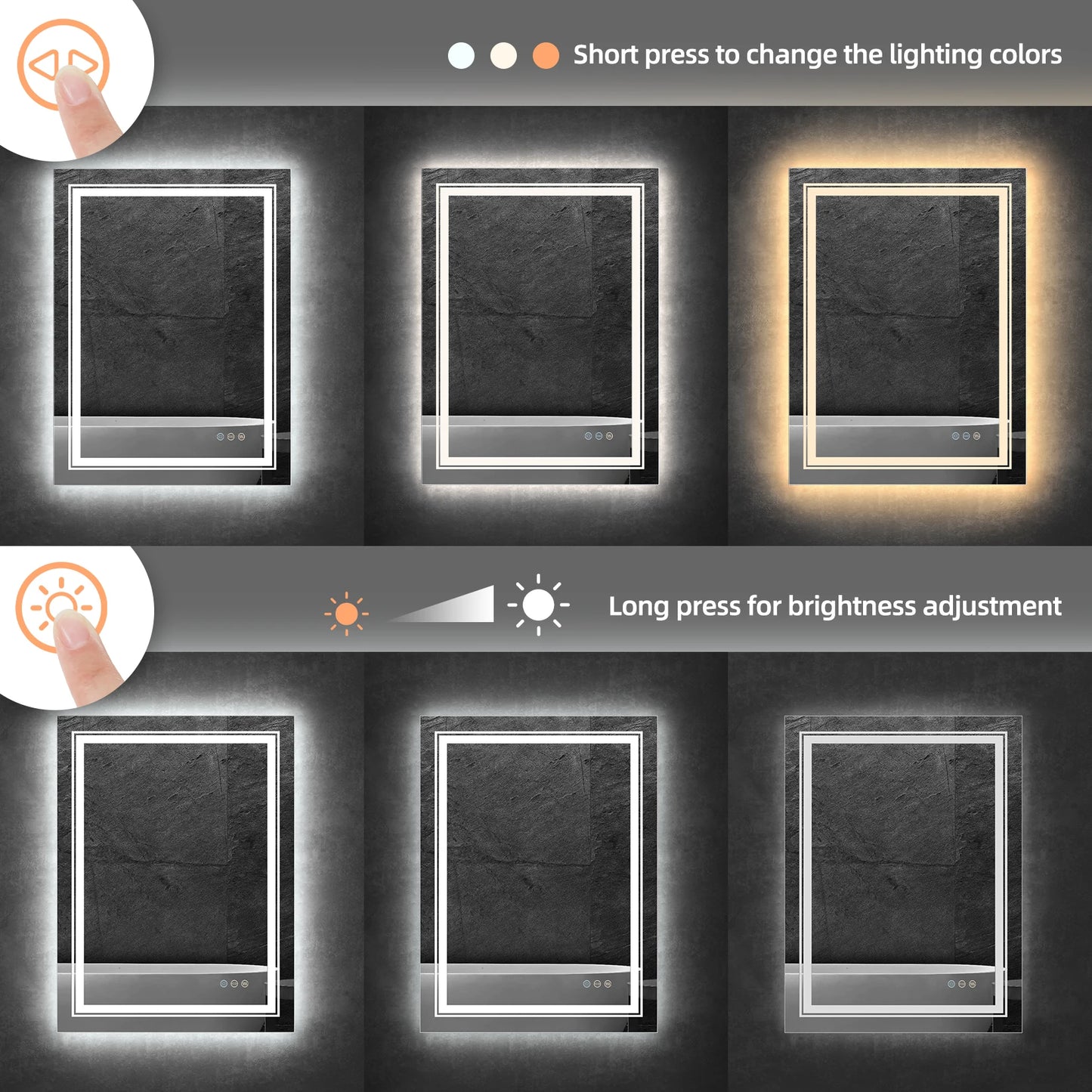 LUVODI Dual LED Crystal Clear Dimmable Defog Waterproof Bathroom Makeup Mirror - Homevalley.co.uk