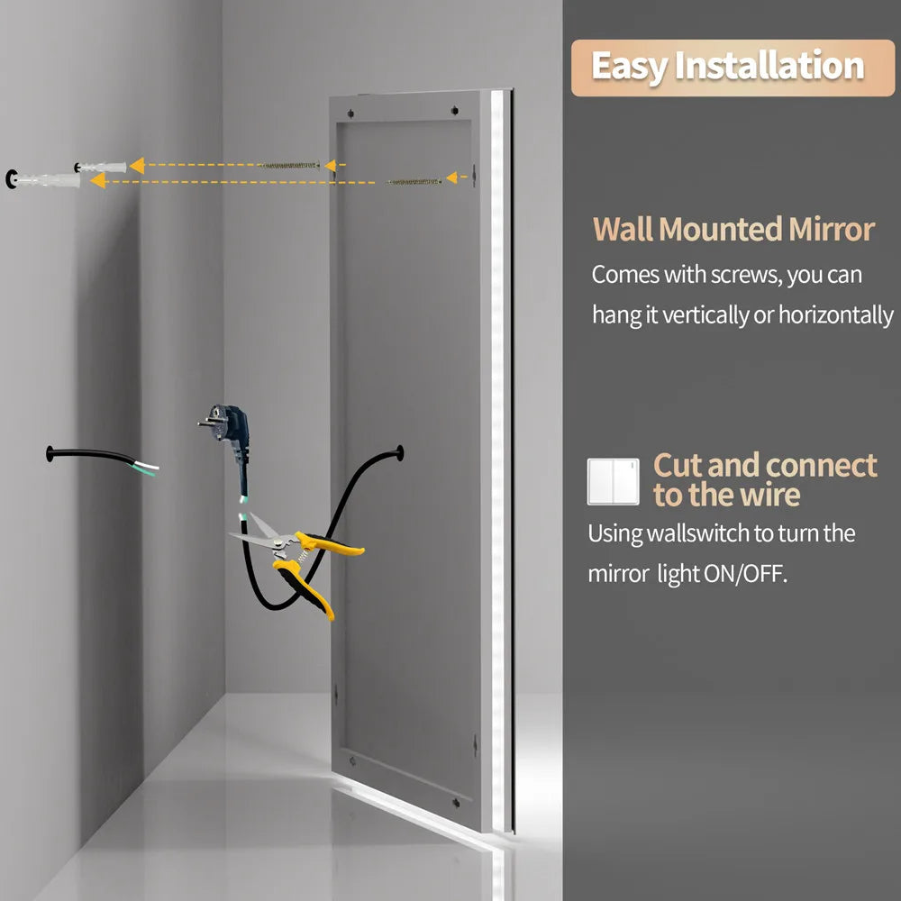 LUVODI Dual LED Crystal Clear Dimmable Defog Waterproof Bathroom Makeup Mirror - Homevalley.co.uk