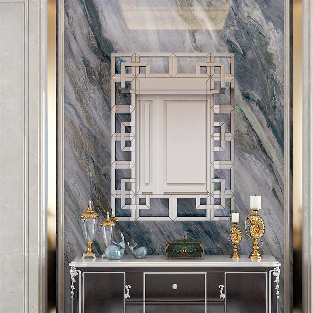 LUVODI Frameless Hollowed-out Wall Decorative Mirror - Homevalley.co.uk