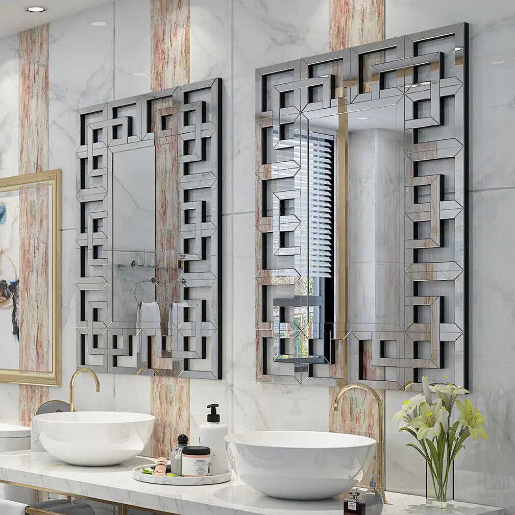 LUVODI Frameless Hollowed-out Wall Decorative Mirror - Homevalley.co.uk