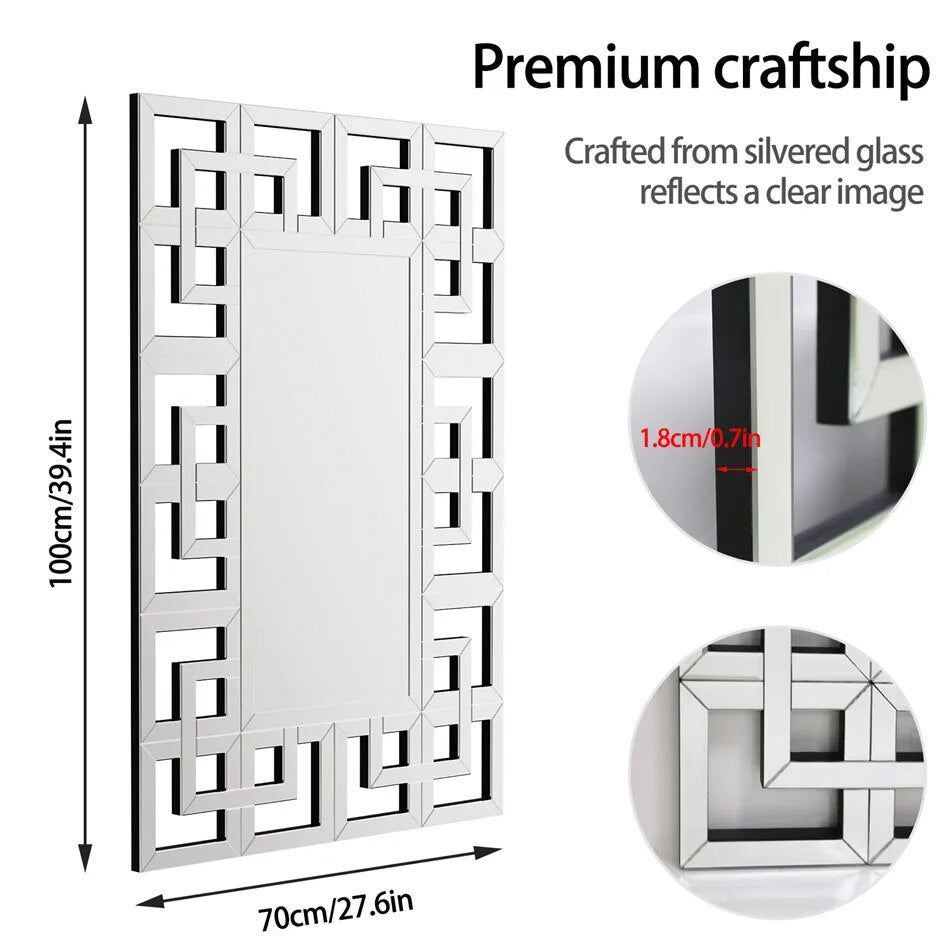 LUVODI Frameless Hollowed-out Wall Decorative Mirror - Homevalley.co.uk