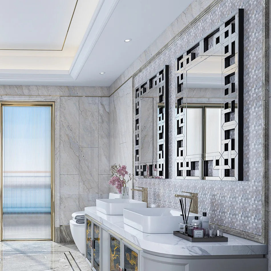 LUVODI Frameless Hollowed-out Wall Decorative Mirror - Homevalley.co.uk