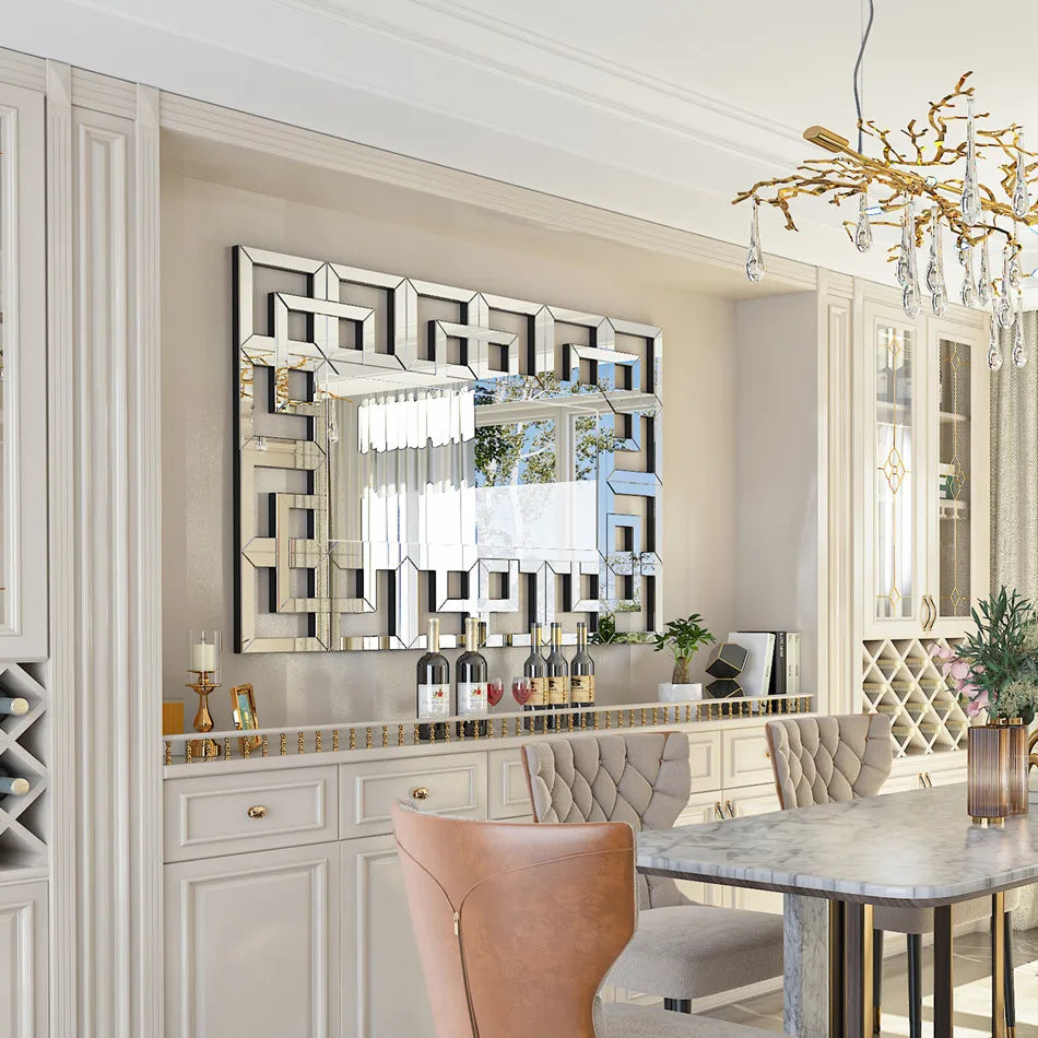 LUVODI Frameless Hollowed-out Wall Decorative Mirror - Homevalley.co.uk