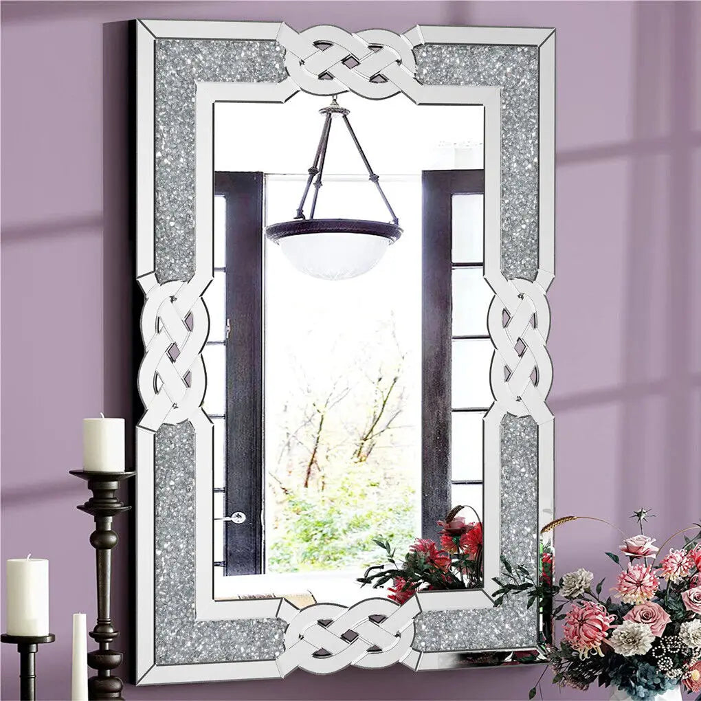 LUVODI Home Decor Crystal Crushed Diamond Wall Mirror - Homevalley.co.uk