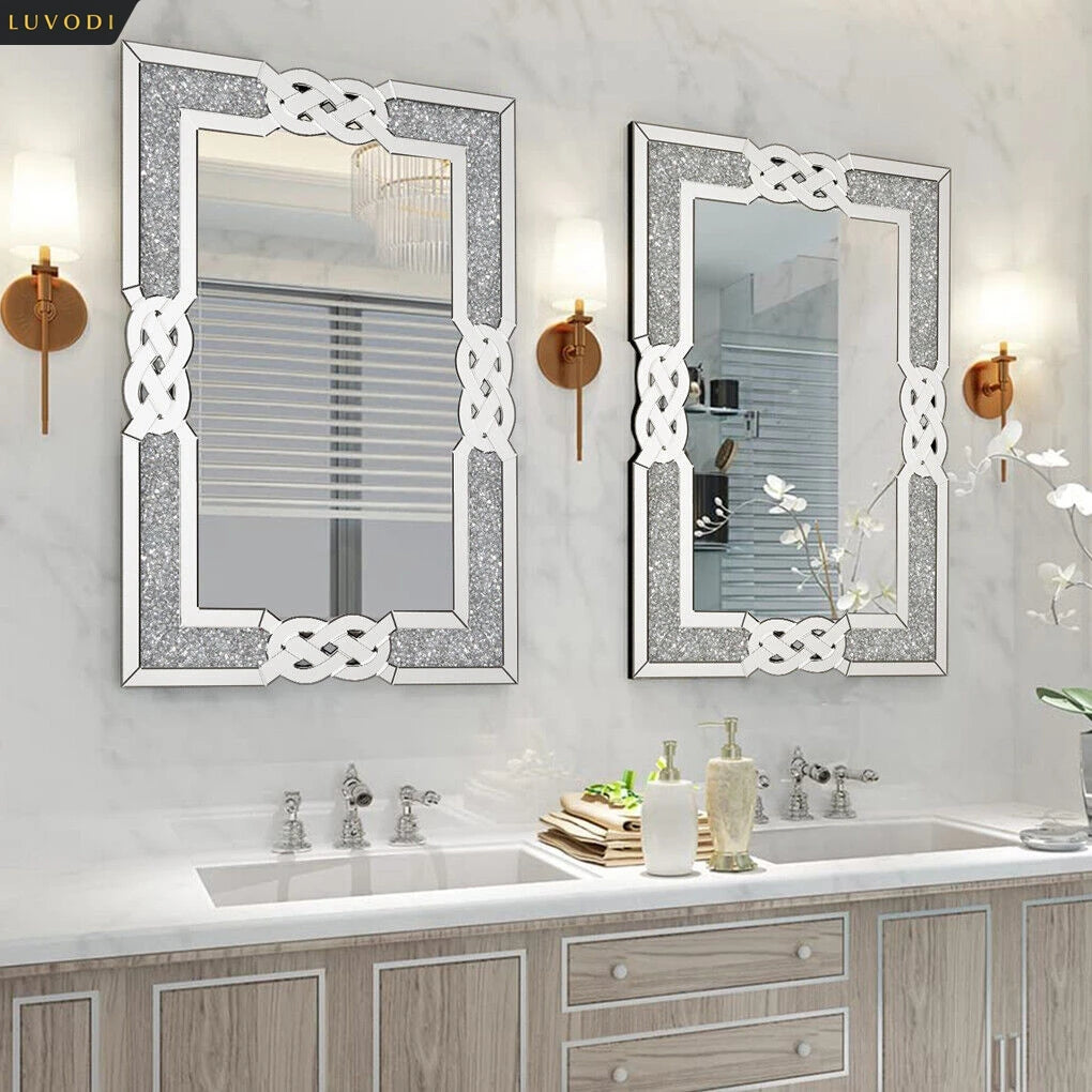 LUVODI Home Decor Crystal Crushed Diamond Wall Mirror - Homevalley.co.uk