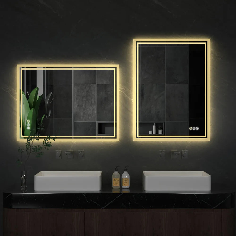 LUVODI LED Backlight Waterproof Frameless Dimmable Defog Illuminated Mirror - Homevalley.co.uk