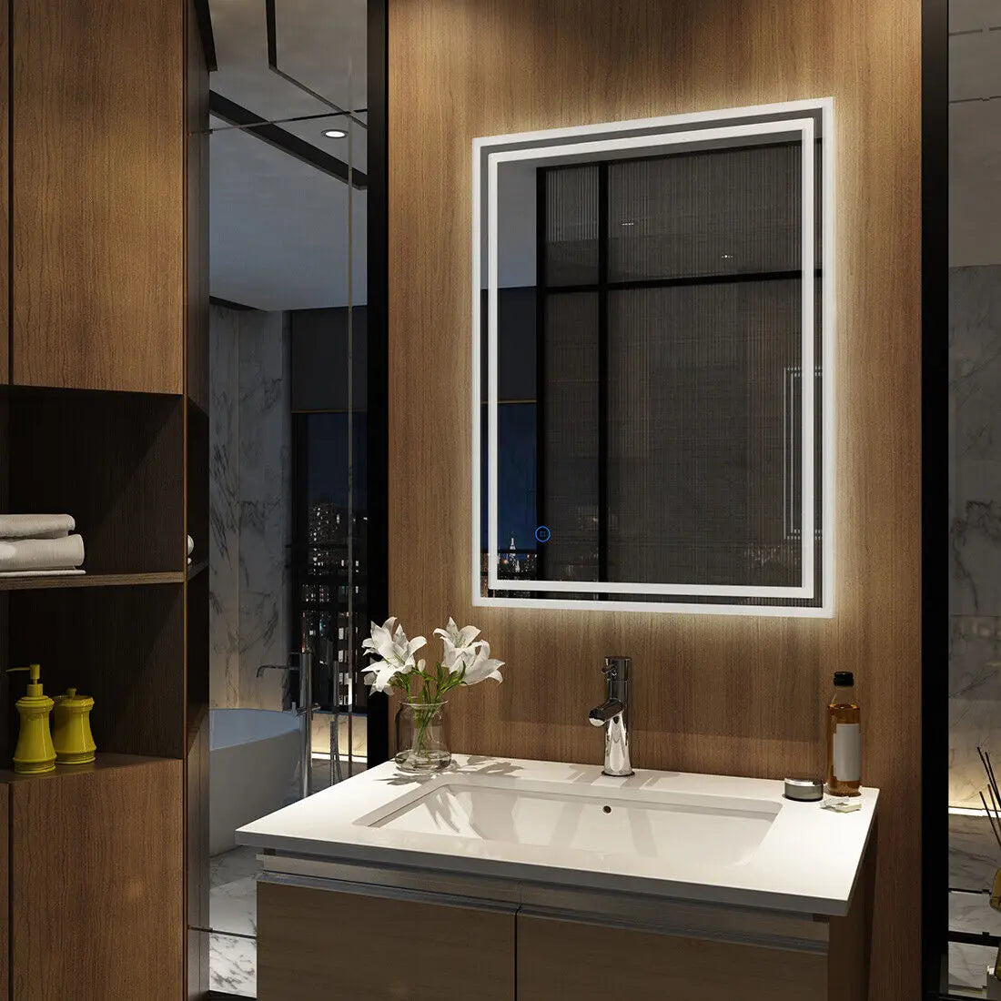 LUVODI LED Backlight Waterproof Frameless Dimmable Defog Illuminated Mirror - Homevalley.co.uk