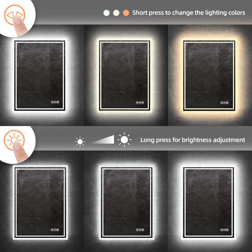 LUVODI LED Backlight Waterproof Frameless Dimmable Defog Illuminated Mirror - Homevalley.co.uk